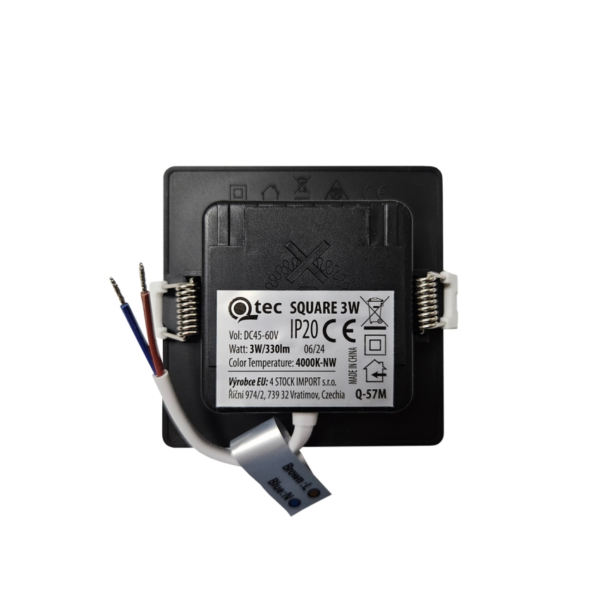 Χωνευτό Φωτιστικό LED SQUARE LED/3W/230V 4000K 9x9 cm μαύρο