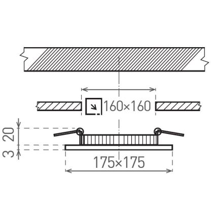 Χωνευτό Φωτιστικό LED VEGA LED/12W/230V 2900/3900/5800K 17,5x17,5 cm μαύρο