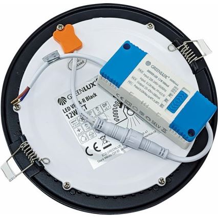 Χωνευτό Φωτιστικό LED VEGA LED/12W/230V 2900/3900/5800K διάμετρος 17,5 cm μαύρο