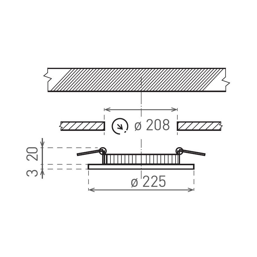 Χωνευτό Φωτιστικό LED VEGA LED/18W/230V 2900/3900/5800K διάμετρος 22,5 cm μαύρο