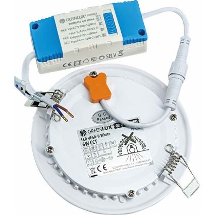 Χωνευτό Φωτιστικό LED VEGA LED/6W/230V 2900/3900/5800K διάμετρος 12,5 cm λευκό