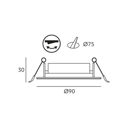 Χωνευτό φωτιστικό οροφής LED BRINO LED/3/5/7W/230V 3000/4000/6500K μαύρο