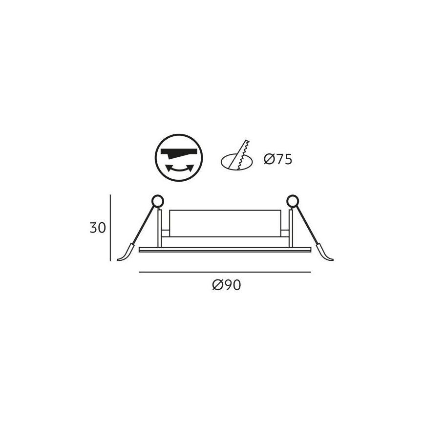 Χωνευτό φωτιστικό οροφής LED BRINO LED/3/5/7W/230V 3000/4000/6500K μαύρο