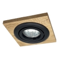 Χωνευτό φωτιστικό οροφής TOBBY 1xGU10/20W/230V 11,5x11,5 cm δρυς/μαύρο