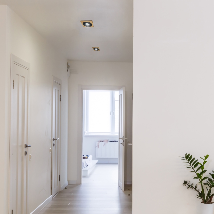 Χωνευτό φωτιστικό οροφής TOBBY 1xGU10/20W/230V 11,5x11,5 cm δρυς/μαύρο