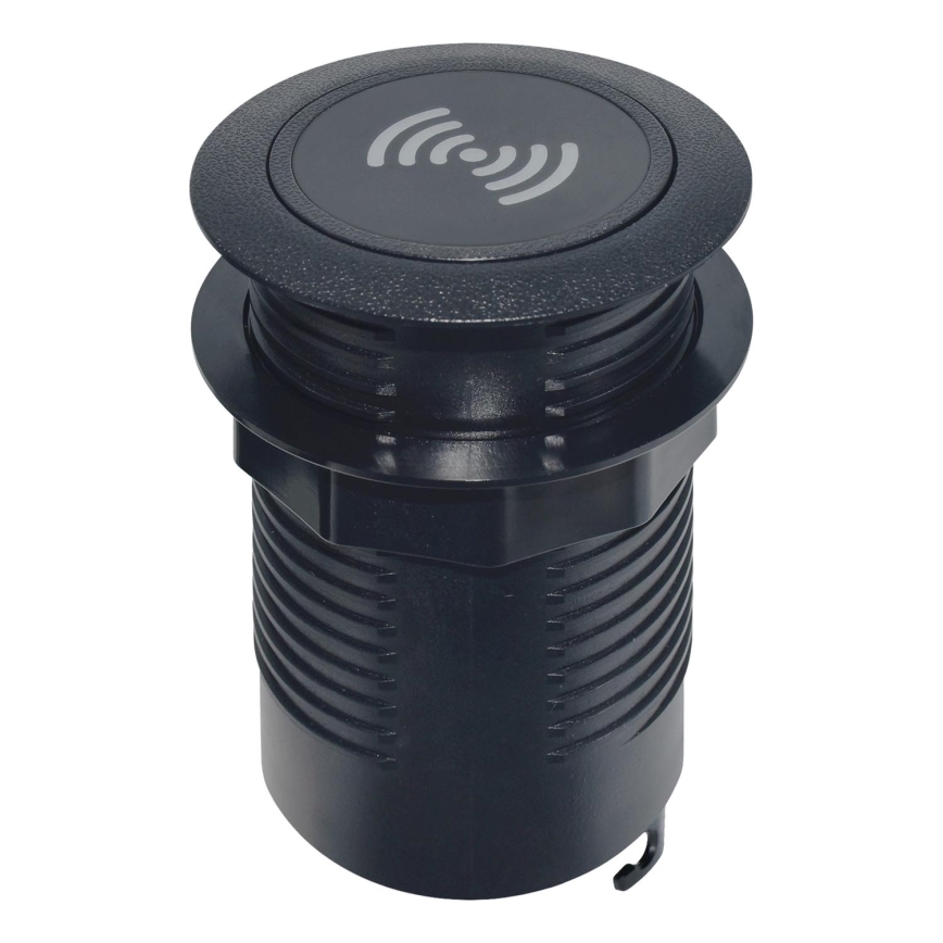 Χωνευτός ασύρματος φορτιστής + USB A+C μαύρο