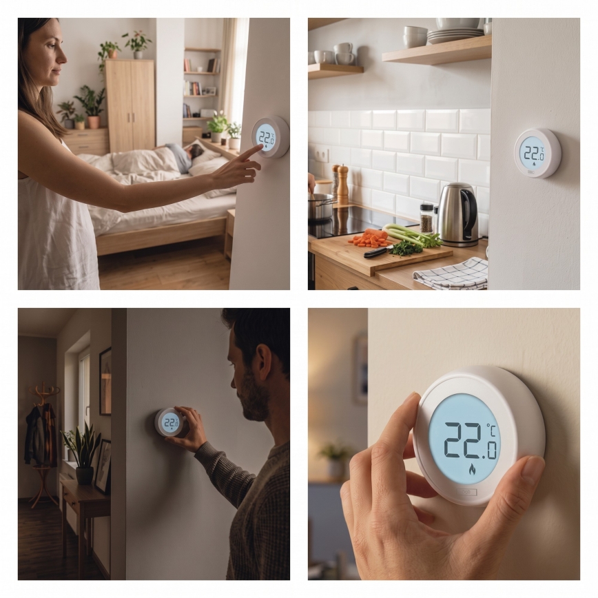Χειροκίνητος θερμοστάτης δωματίου 230V/6A 2xAA λευκό