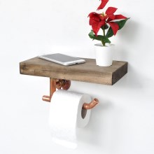 Χαρτοθήκη μπάνιου με ράφι 15x30 cm καφέ/χάλκινο