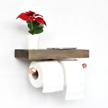 Χαρτοθήκη μπάνιου με ράφι BORU 12x30 cm έλατο/χαλκός