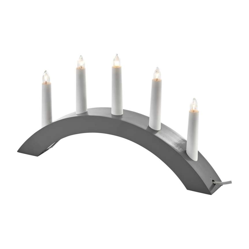 Χριστουγεννιάτικο κηροπήγιο 5xE10/15W/230V γκρι