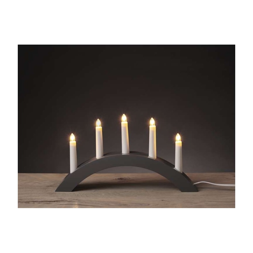 Χριστουγεννιάτικο κηροπήγιο 5xE10/15W/230V γκρι