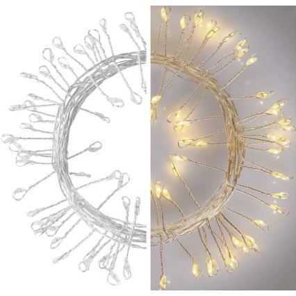 Χριστουγεννιάτικα λαμπάκια LED 100xLED/3xAA 2,7m θερμό λευκό