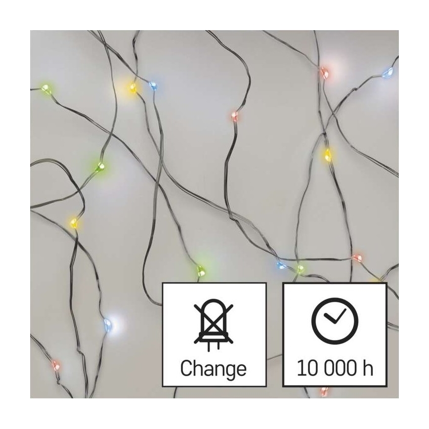 Χριστουγεννιάτικα λαμπάκια LED 20xLED/2xAA 2,4m πολύχρωμα