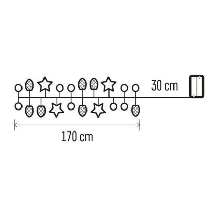 Χριστουγεννιάτικα λαμπάκια LED 20xLED/2xAA 2m