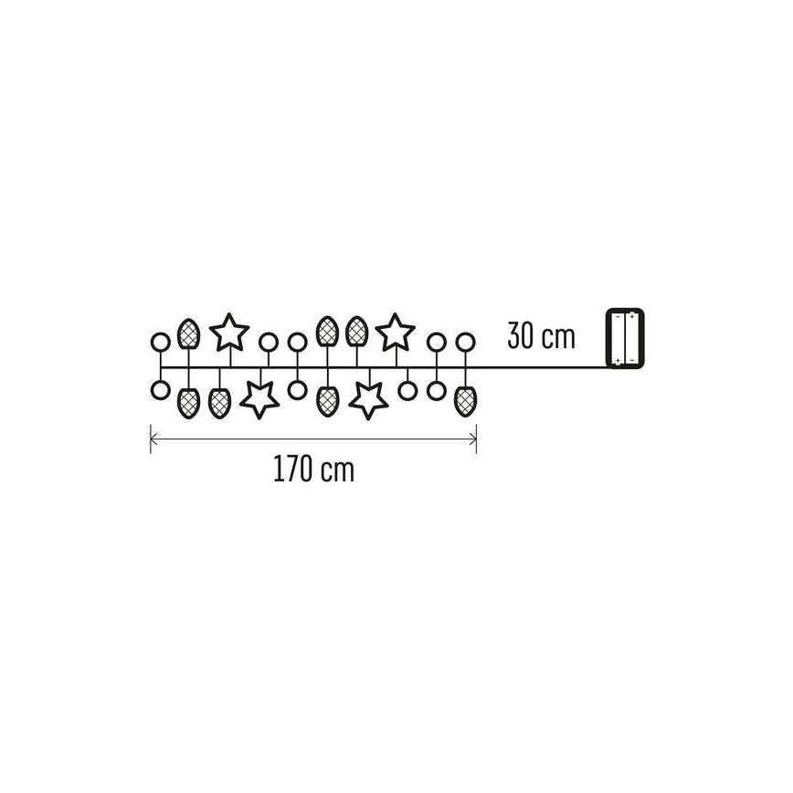 Χριστουγεννιάτικα λαμπάκια LED 20xLED/2xAA 2m