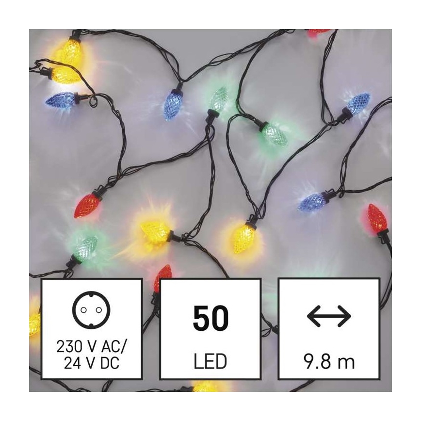 Χριστουγεννιάτικα λαμπάκια LED 50xLED/8 λειτουργίες 14,8m IP44 πολύχρωμα