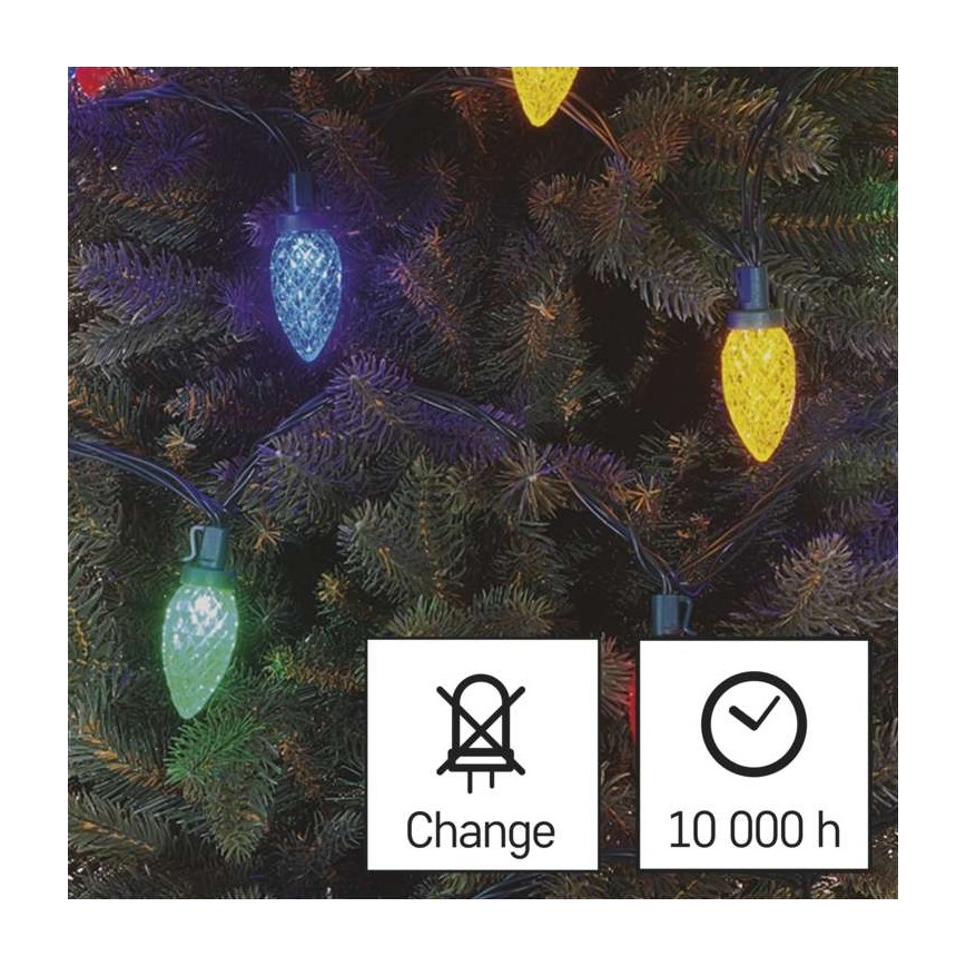 Χριστουγεννιάτικα λαμπάκια LED 50xLED/8 λειτουργίες 14,8m IP44 πολύχρωμα
