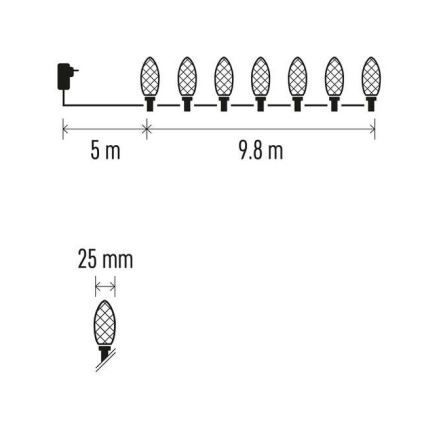 Χριστουγεννιάτικα λαμπάκια LED 50xLED/8 λειτουργίες 14,8m IP44 πολύχρωμα