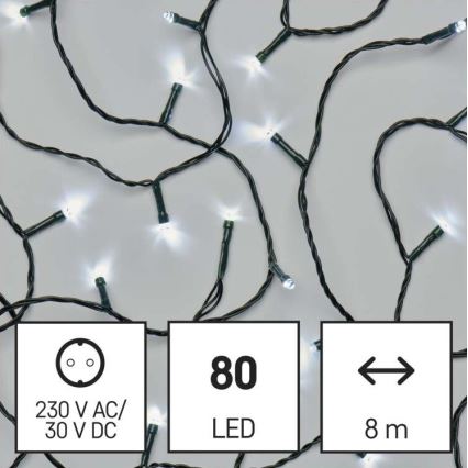 Χριστουγεννιάτικα λαμπάκια LED 80xLED/13m IP44 ψυχρό λευκό