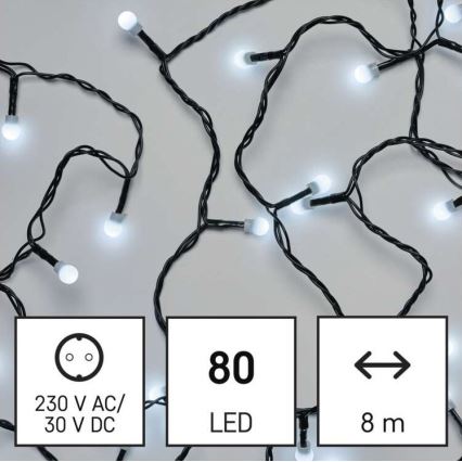 Χριστουγεννιάτικα λαμπάκια LED εξωτερικού χώρου 80xLED/13m IP44 ψυχρό λευκό