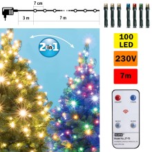 Χριστουγεννιάτικα λαμπάκια εξωτερικού χώρου LED 100xLED 10m IP44 ζεστό λευκό/πολύχρωμα + τηλεχειριστήριο