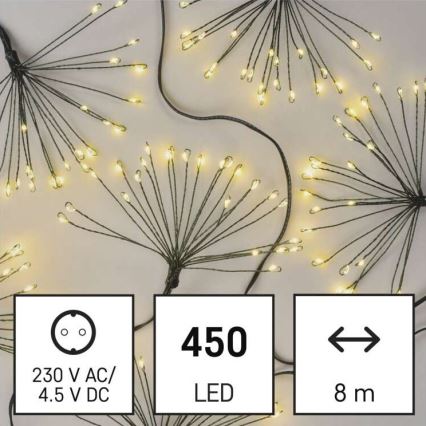 Χριστουγεννιάτικα φωτάκια LED Σειρά 450xLED/11m ζεστό λευκό