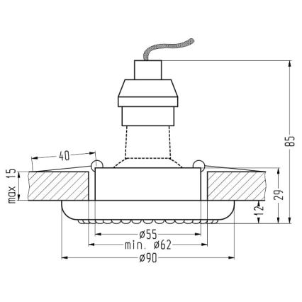 Χωνευτό φως SOC 1xGU10/50W/230V μαύρο