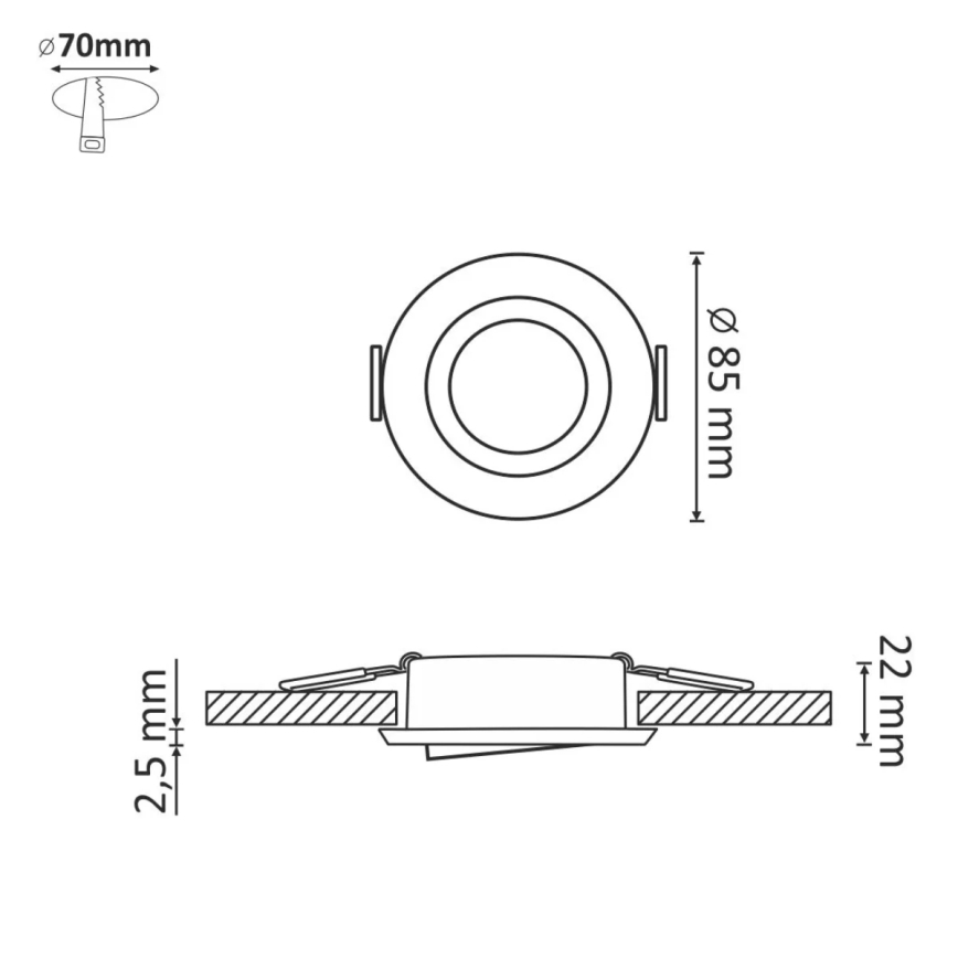 Χωνευτό φωτιστικό EAST OPAL 1xGU10/8W/230V διάμετρος 8,5 cm χρυσαφί