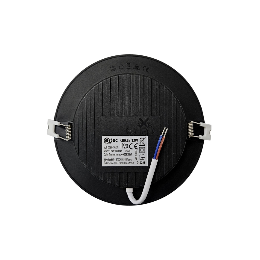 Χωνευτό Φωτιστικό LED CIRCLE LED/12W/230V 4000K διάμετρος 17 cm μαύρο