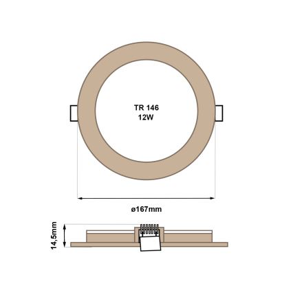 Χωνευτό Φωτιστικό LED CIRCLE LED/12W/230V 4200K διάμετρος 16,7 cm καφέ