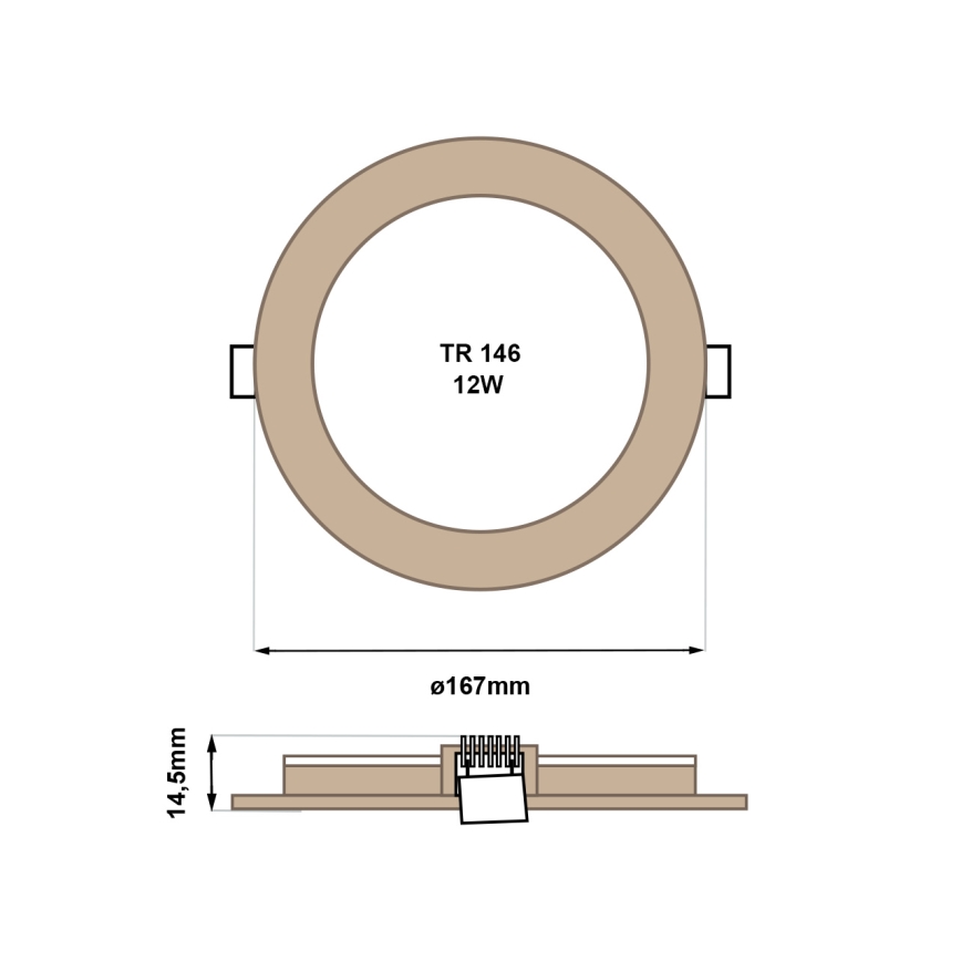 Χωνευτό Φωτιστικό LED CIRCLE LED/12W/230V 4200K διάμετρος 16,7 cm καφέ