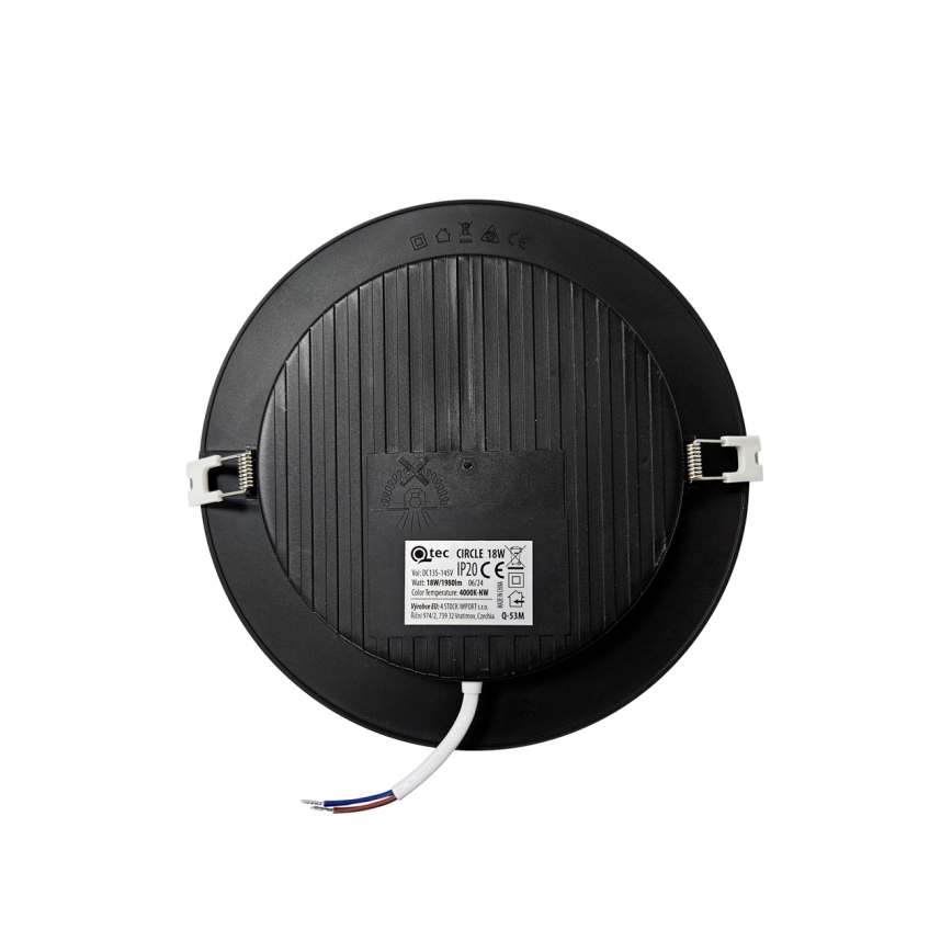 Χωνευτό Φωτιστικό LED CIRCLE LED/18W/230V 4000K διάμετρος 22 cm μαύρο