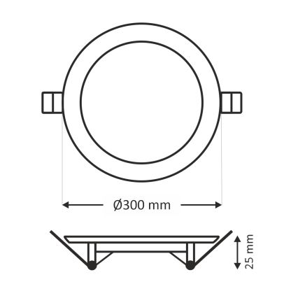 Χωνευτό Φωτιστικό LED CIRCLE LED/24W/230V 6500K διάμετρος 30 cm λευκό