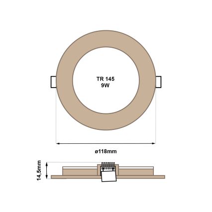 Χωνευτό Φωτιστικό LED CIRCLE LED/6W/230V 4200K διάμετρος 11,8 cm καφέ
