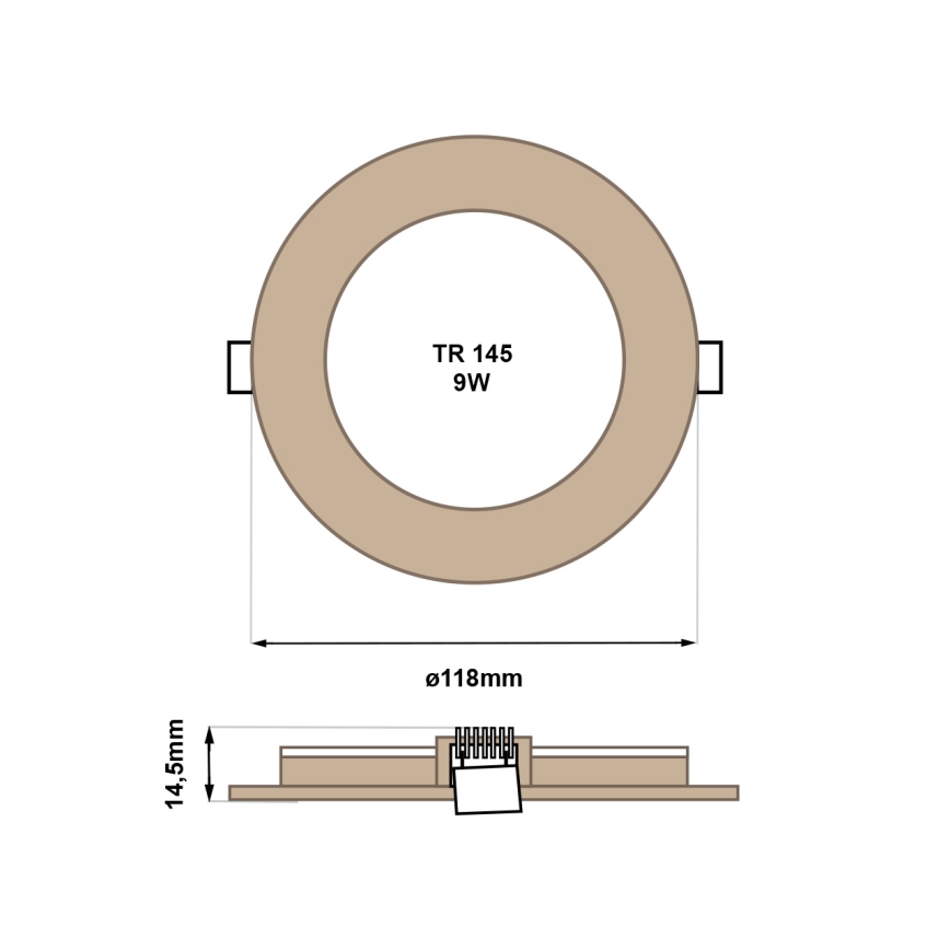 Χωνευτό Φωτιστικό LED CIRCLE LED/6W/230V 4200K διάμετρος 11,8 cm καφέ