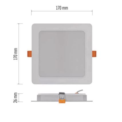 Χωνευτό Φωτιστικό LED LED/18W/230V 17x17 cm λευκό
