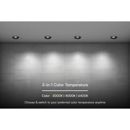 Χωνευτό Φωτιστικό LED LED/18W/230V 3000/4000/6400K ø 10,6 cm μαύρο