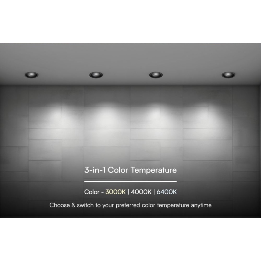 Χωνευτό Φωτιστικό LED LED/18W/230V 3000/4000/6400K ø 10,6 cm μαύρο