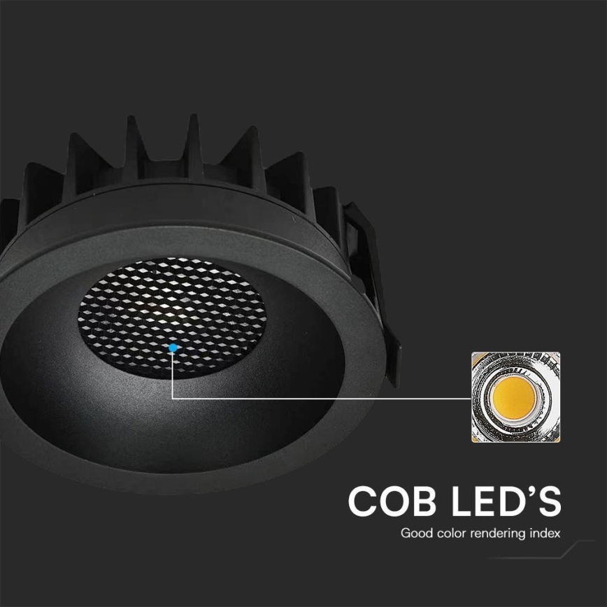 Χωνευτό Φωτιστικό LED LED/18W/230V 3000/4000/6400K ø 10,6 cm μαύρο
