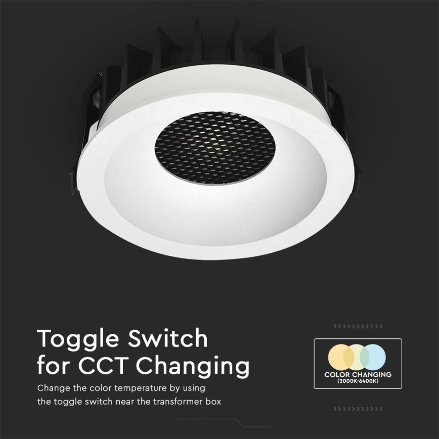 Χωνευτό Φωτιστικό LED LED/18W/230V 3000/4000/6400K διάμετρος 10,6 cm λευκό