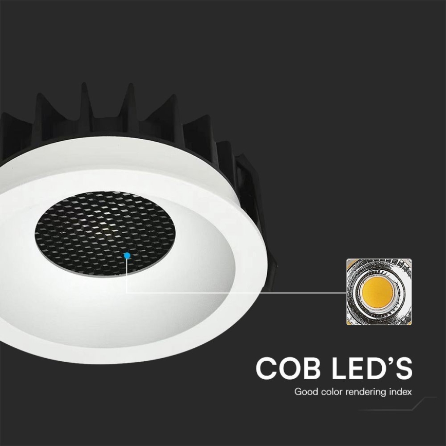 Χωνευτό Φωτιστικό LED LED/18W/230V 3000/4000/6400K διάμετρος 10,6 cm λευκό