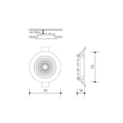 Χωνευτό Φωτιστικό LED LED/18W/230V 3000K διάμετρος 11,5 cm μαύρο