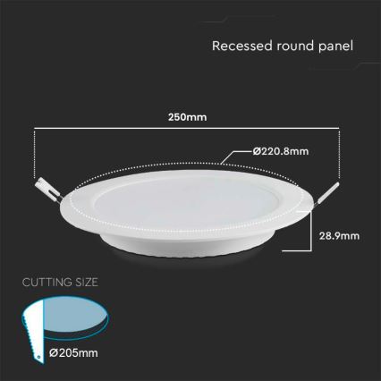 Χωνευτό Φωτιστικό LED LED/18W/230V διάμετρος 22 cm 4000K λευκό