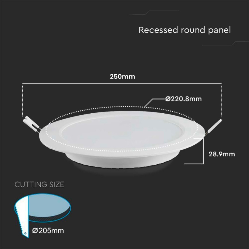 Χωνευτό Φωτιστικό LED LED/18W/230V διάμετρος 22 cm 4000K λευκό