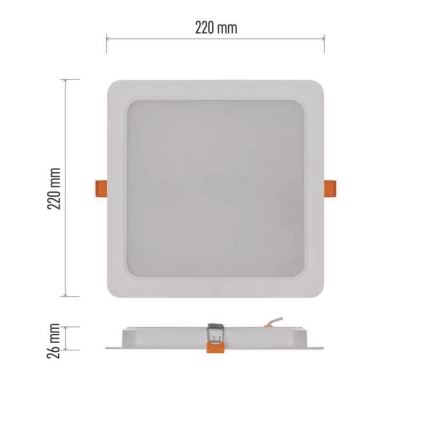 Χωνευτό Φωτιστικό LED LED/24W/230V 22x22 cm λευκό