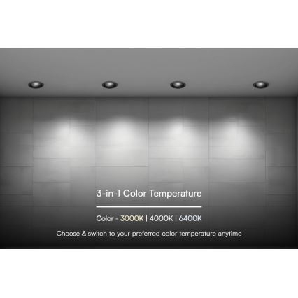 Χωνευτό Φωτιστικό LED LED/24W/230V 3000/4000/6400K ø 13,5 cm μαύρο
