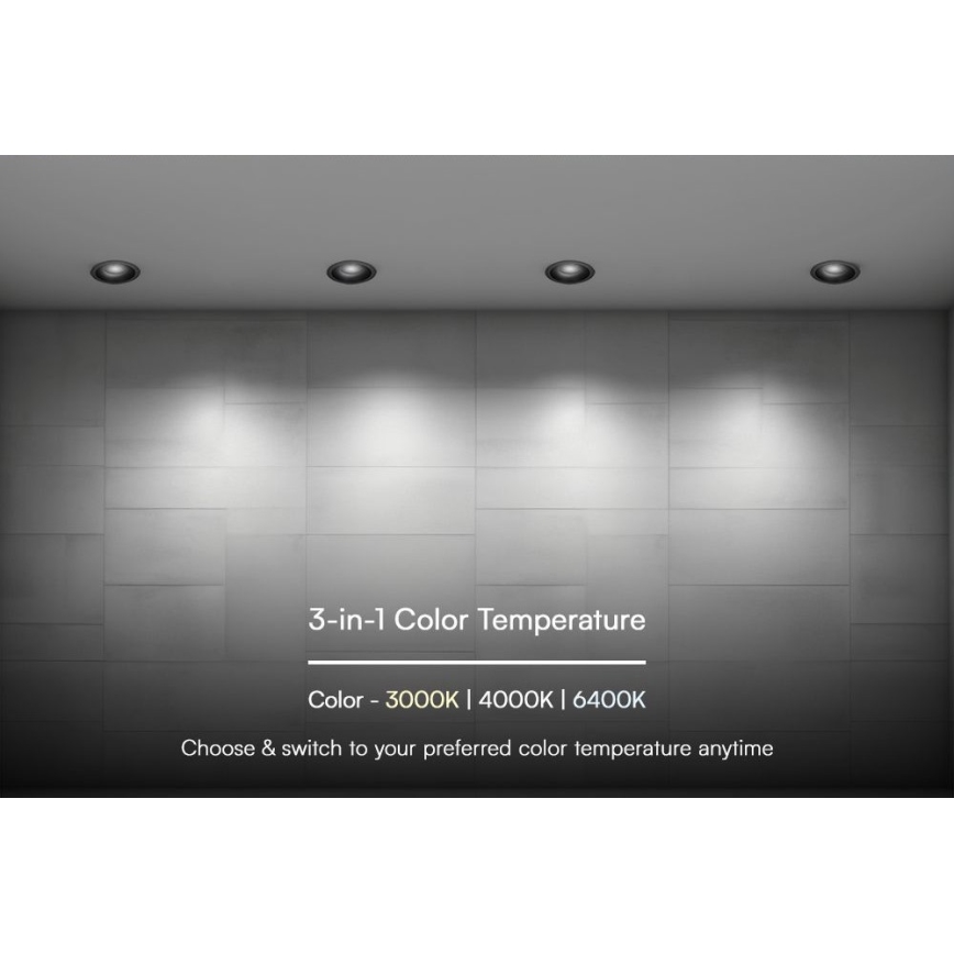 Χωνευτό Φωτιστικό LED LED/24W/230V 3000/4000/6400K ø 13,5 cm μαύρο