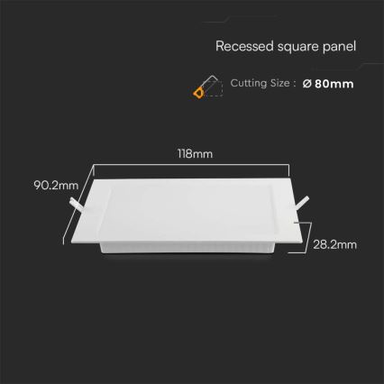 Χωνευτό Φωτιστικό LED LED/3W/230V 9x9 cm 6500K λευκό