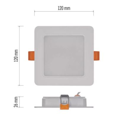 Χωνευτό Φωτιστικό LED LED/9W/230V 12x12 cm λευκό