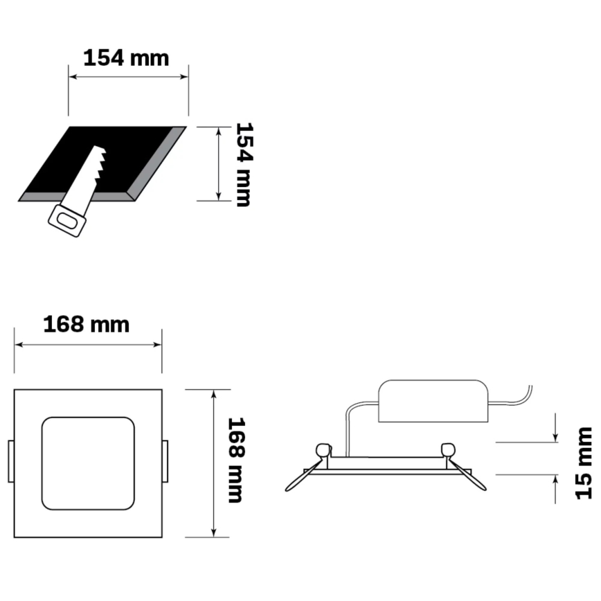 Χωνευτό Φωτιστικό LED RIGEL LED/10W/230V 4000K 16,8x16,8 cm μαύρο